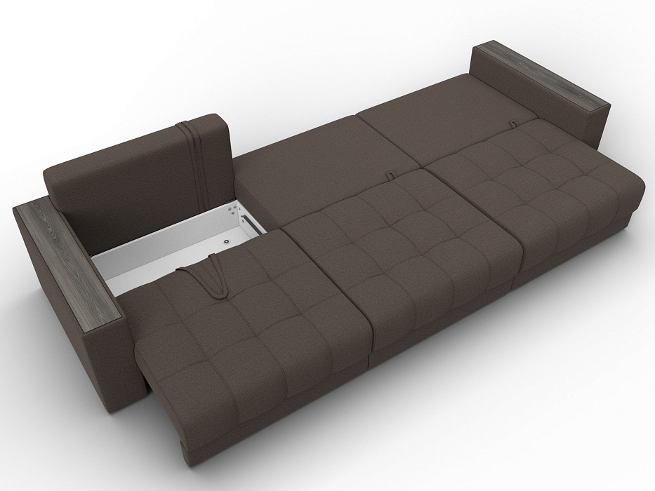 Диван прямой с декором Лига-049 НПБ Лонг (амур 05 коричневый)