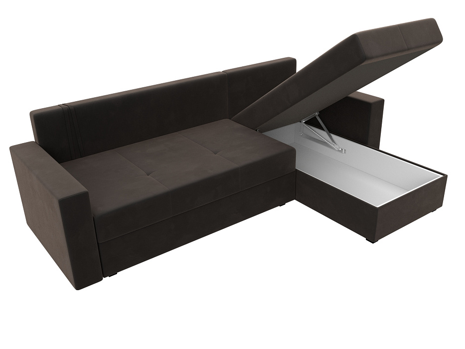 Диван угловой Верона Лайт правый угол (seven 727 коричневый)