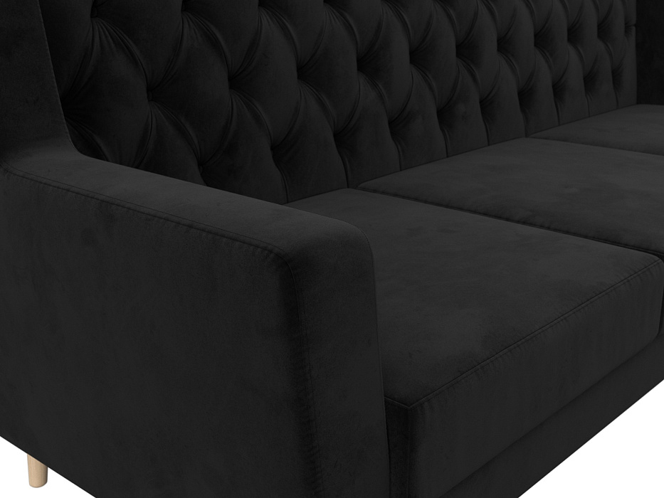 Диван кухонный прямой Брайтон 3 Люкс (seven 35 черный)