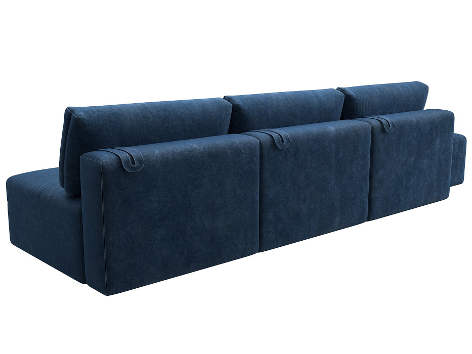 Диван прямой модульный с пуфом Лига-060 НПБ Лонг (brut 11 синий)