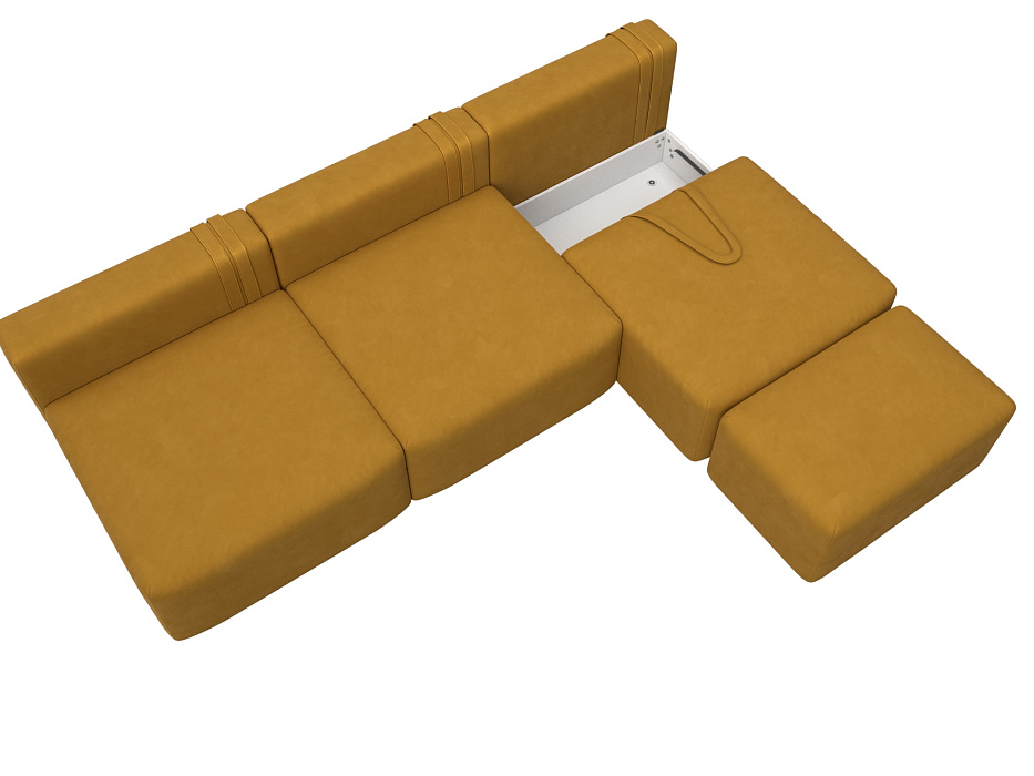 Диван прямой модульный с пуфом Лига-060 НПБ Лонг (brut 10 желтый)