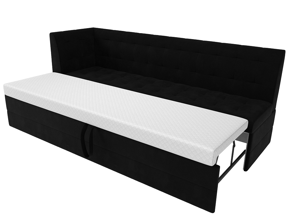 Диван кухонный прямой Бриз с углом слева (черный)