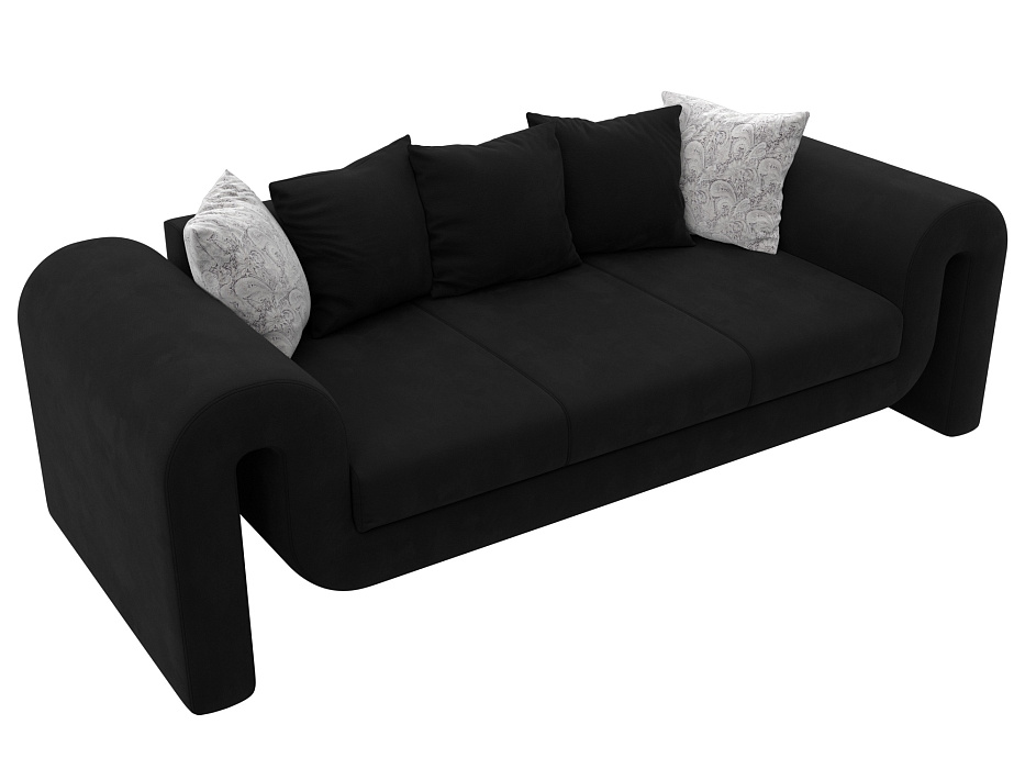 Диван прямой Волна (черный;серый)