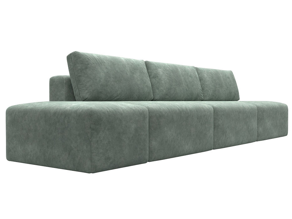 Диван прямой модульный с пуфом Лига-060 НПБ Лонг (brut 08 зеленый)
