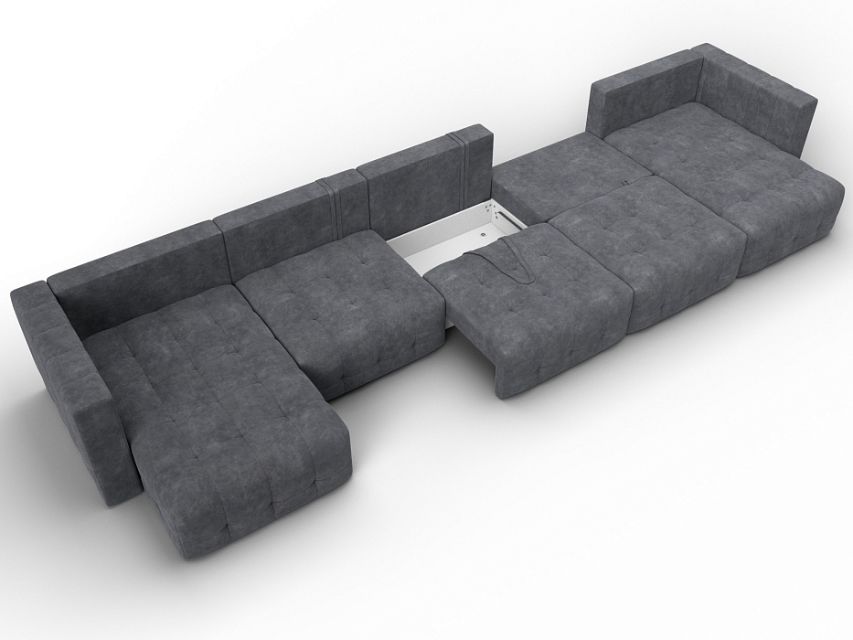 Диван П-образный Лига-052 НПБ МегаЛонг (brut 16 темно-серый)