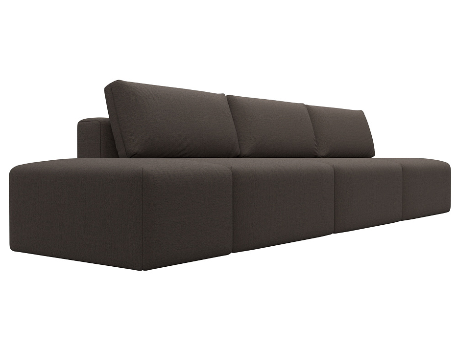 Диван прямой модульный с пуфом Лига-060 НПБ Лонг (амур 05 коричневый)