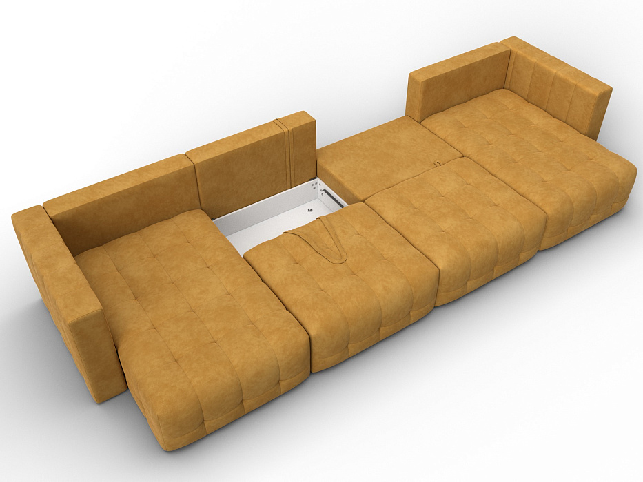Диван П-образный Лига-052 НПБ Лонг (brut 10 желтый)