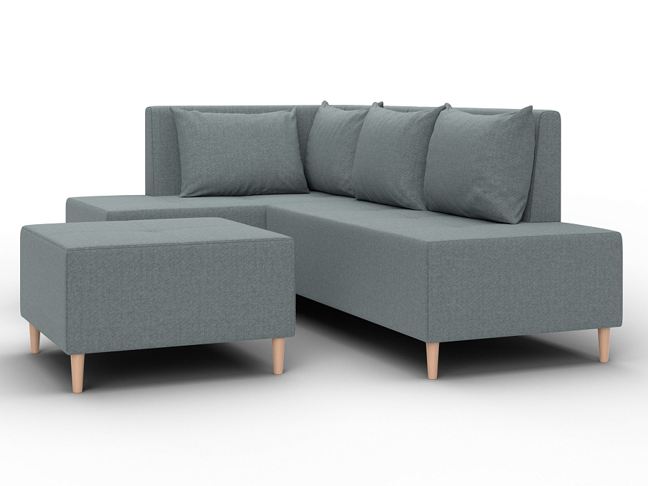 Диван угловой модульный с пуфом Лига-126 угол левый (амур 07 серый)