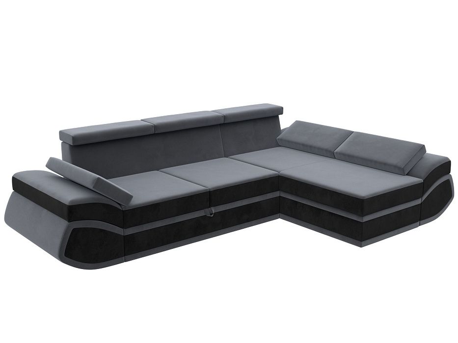 Диван угловой Лига-032 правый угол (seven 17 серый;seven 35 черный)