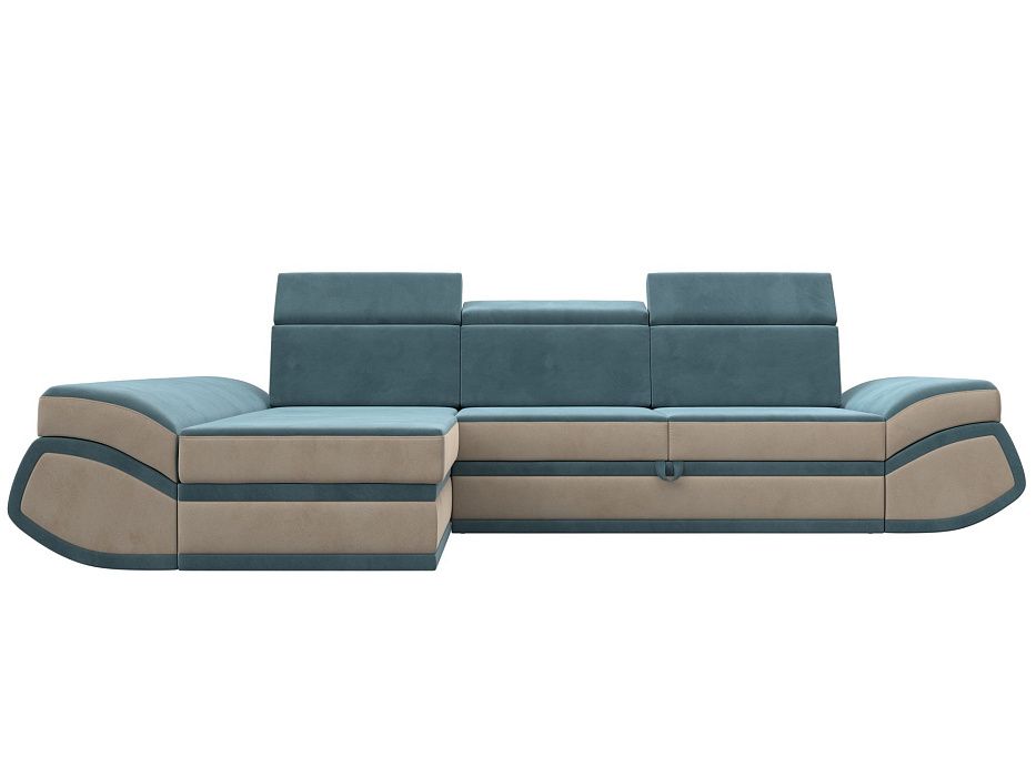 Диван угловой Лига-032 левый угол (seven 113 бирюзовый;seven 729 бежевый)