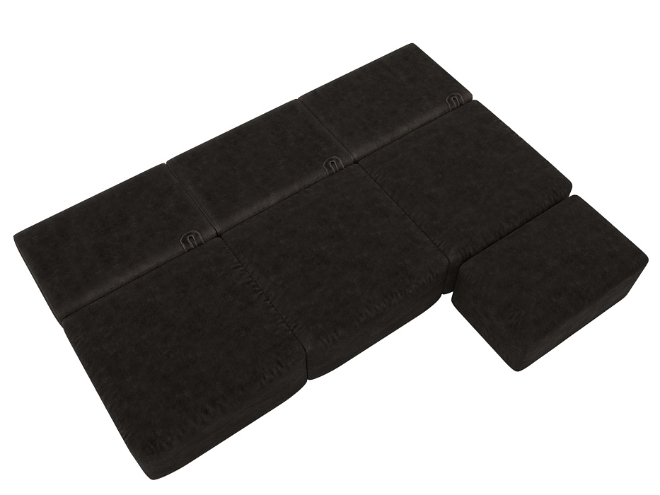 Диван прямой модульный с пуфом Лига-060 НПБ Лонг (brut 17 коричневый)