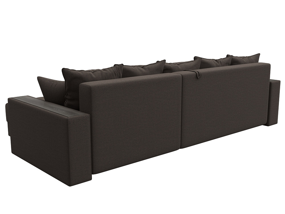 Диван угловой с декором и полкой Лига-050 НПБ (амур 05 коричневый)