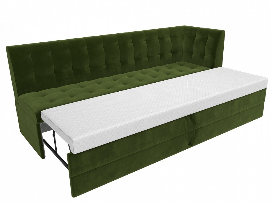 Диван кухонный прямой Бриз с углом справа (зеленый)