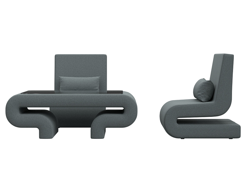 Набор Волна-3 (стол, 2 кресла) (амур 07 серый)