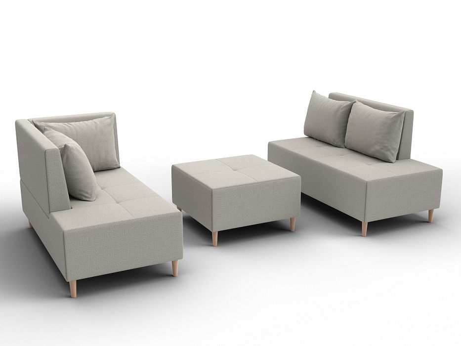 Диван угловой модульный с пуфом Лига-126 угол левый (амур 02 бежевый)