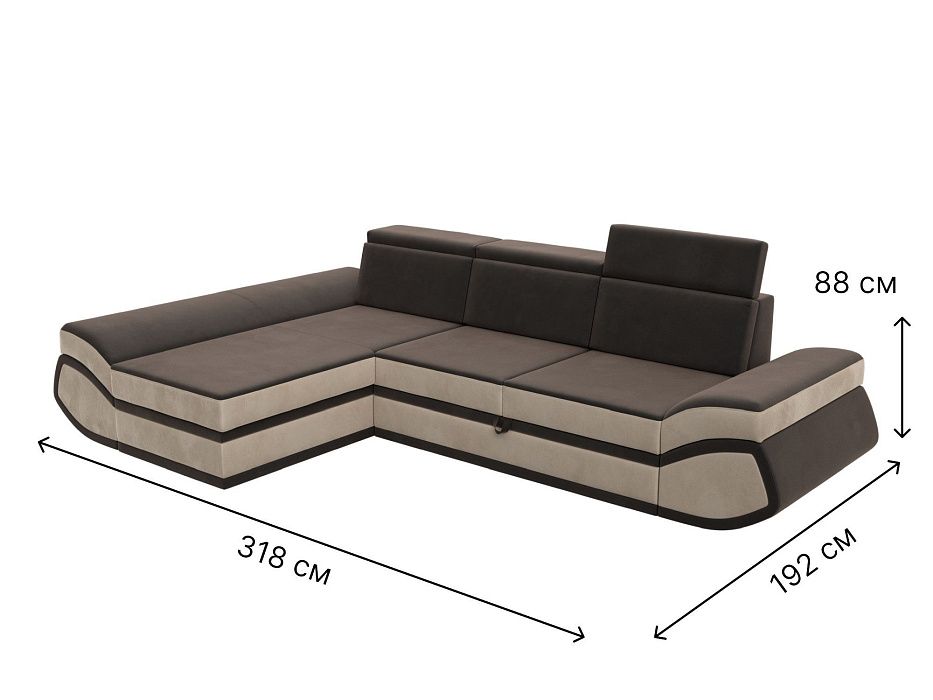 Диван угловой Лига-032 левый угол (seven 727 коричневый;seven 729 бежевый)