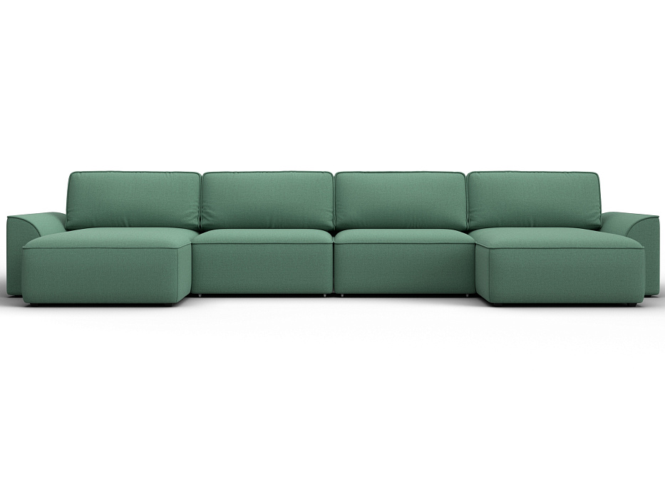 Диван П-образный Лига-048 НПБ лонг (амур 11 зеленый)