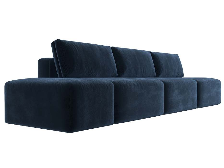 Диван прямой модульный с пуфом Лига-060 НПБ Лонг (tower 13 синий)