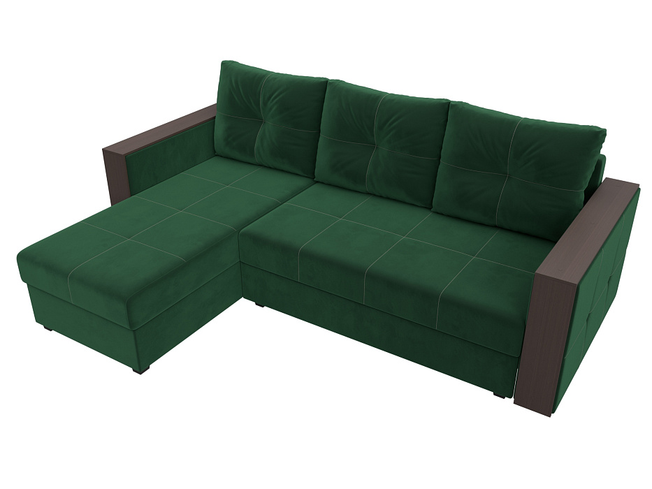 Диван угловой Валенсия Лайт левый угол (seven 626 зеленый)
