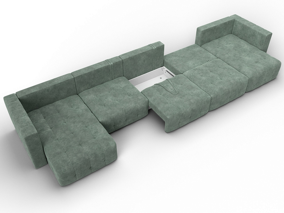 Диван П-образный Лига-052 НПБ МегаЛонг (brut 08 зеленый)