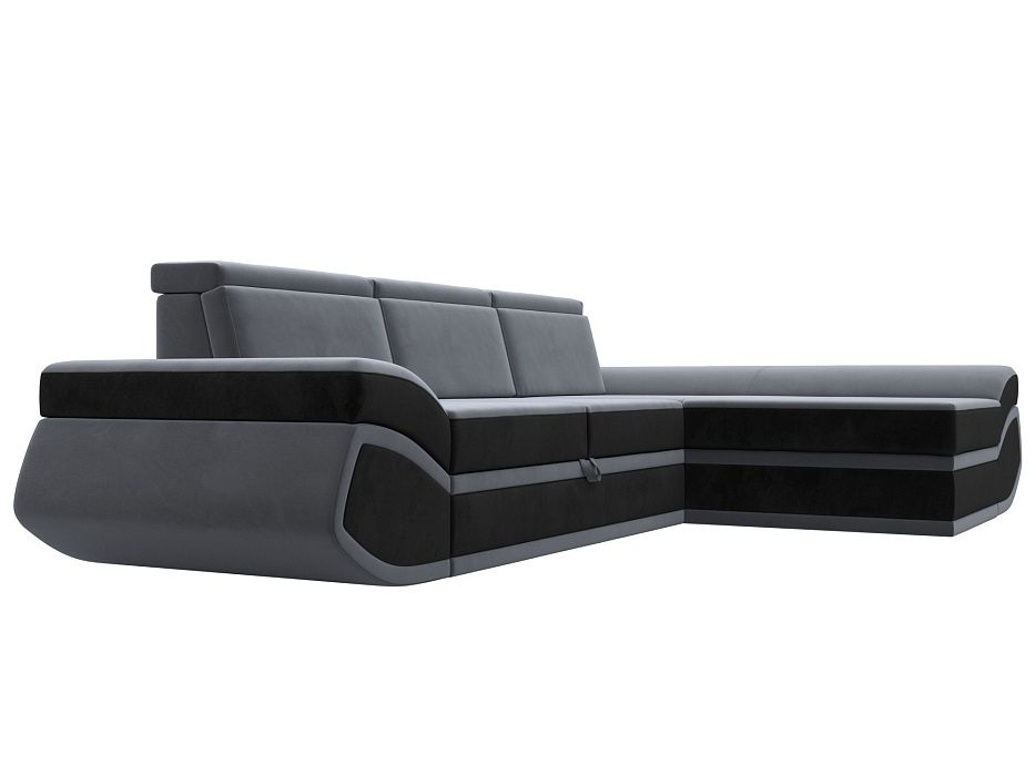 Диван угловой Лига-032 правый угол (seven 17 серый;seven 35 черный)