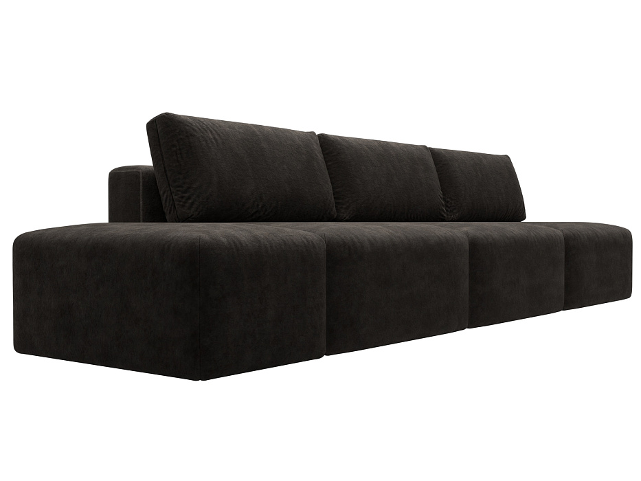 Диван прямой модульный с пуфом Лига-060 НПБ Лонг (brut 17 коричневый)