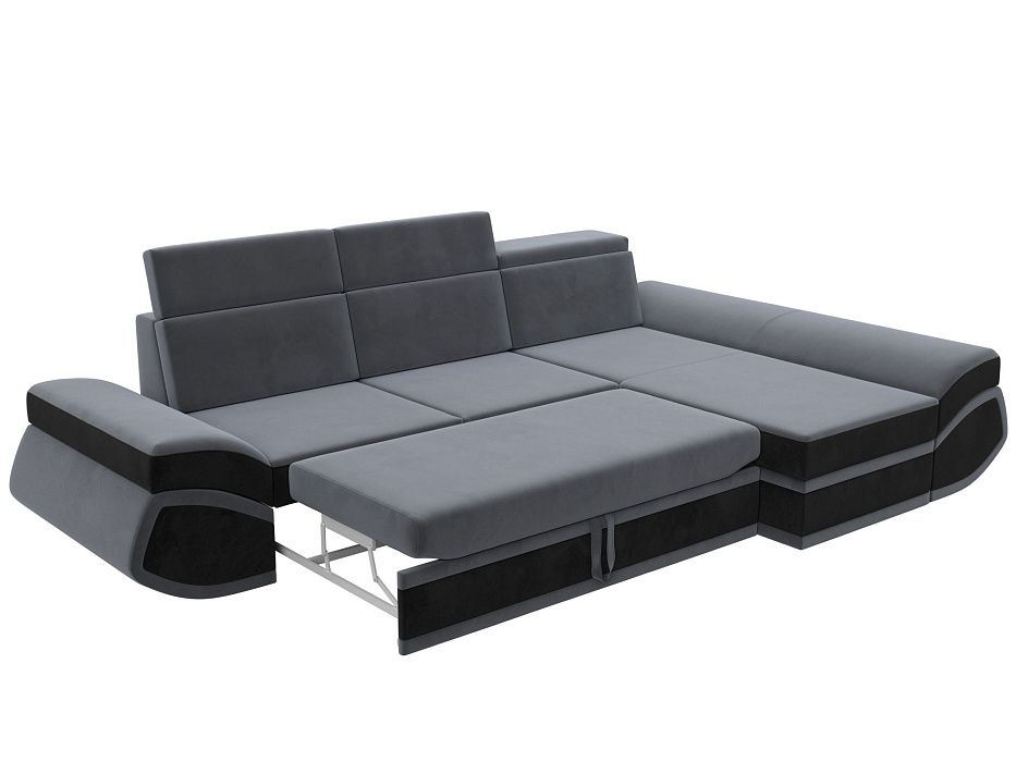 Диван угловой Лига-032 правый угол (seven 17 серый;seven 35 черный)