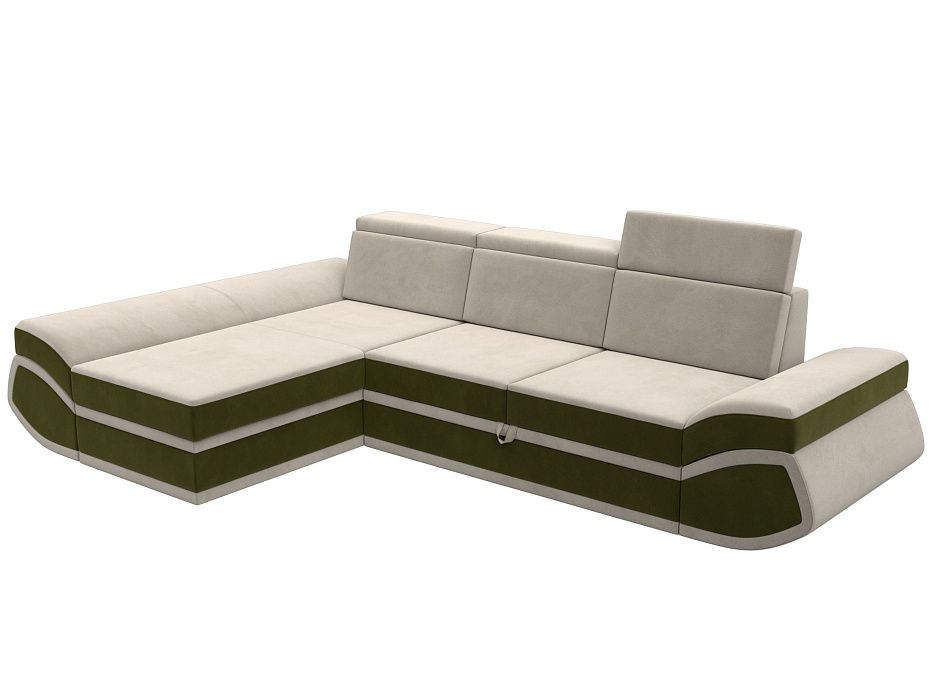 Диван угловой Лига-032 левый угол (бежевый;зеленый)