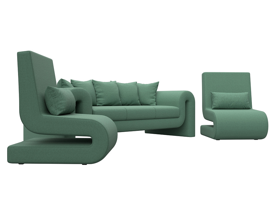 Набор Волна-1 (диван, 2 кресла) (амур 11 зеленый)