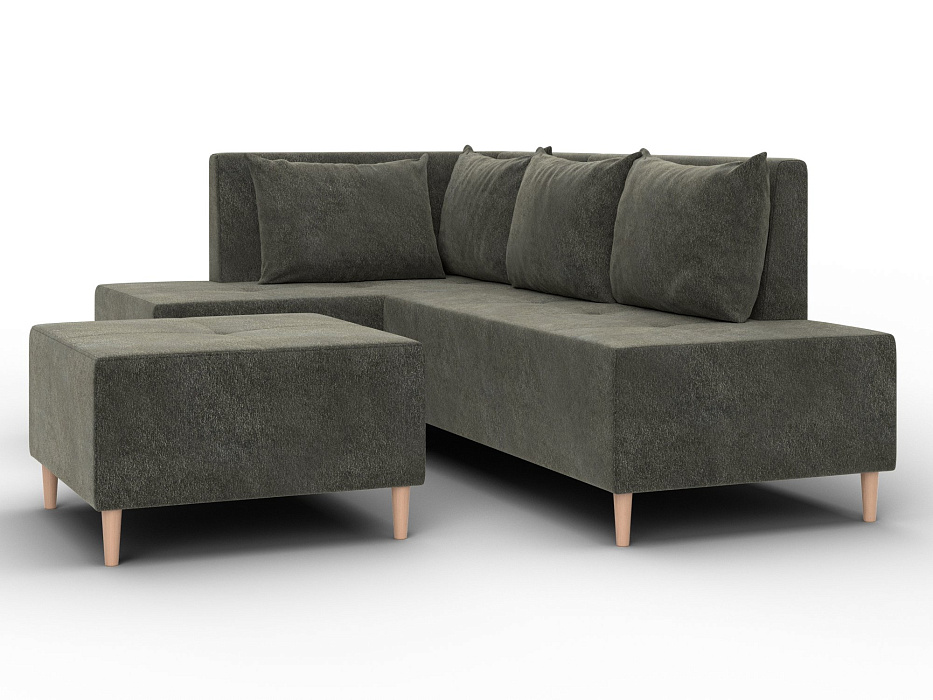 Диван угловой модульный с пуфом Лига-126 угол левый (laim 10 темно-коричневый)