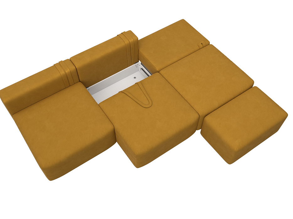 Диван прямой модульный с пуфом Лига-060 НПБ Лонг (brut 10 желтый)