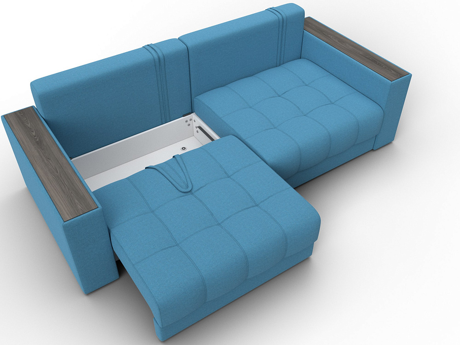 Диван прямой с декором Лига-049 НПБ (амур 10 голубой)