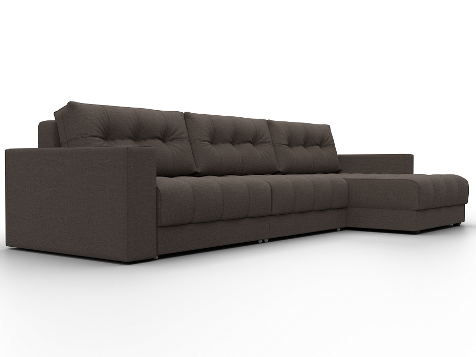 Диван угловой с декором Лига-049 НПБ Лонг (амур 05 коричневый)