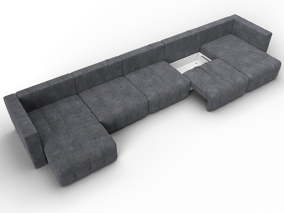 Диван П-образный Лига-052 НПБ МегаЛонг (brut 16 темно-серый)