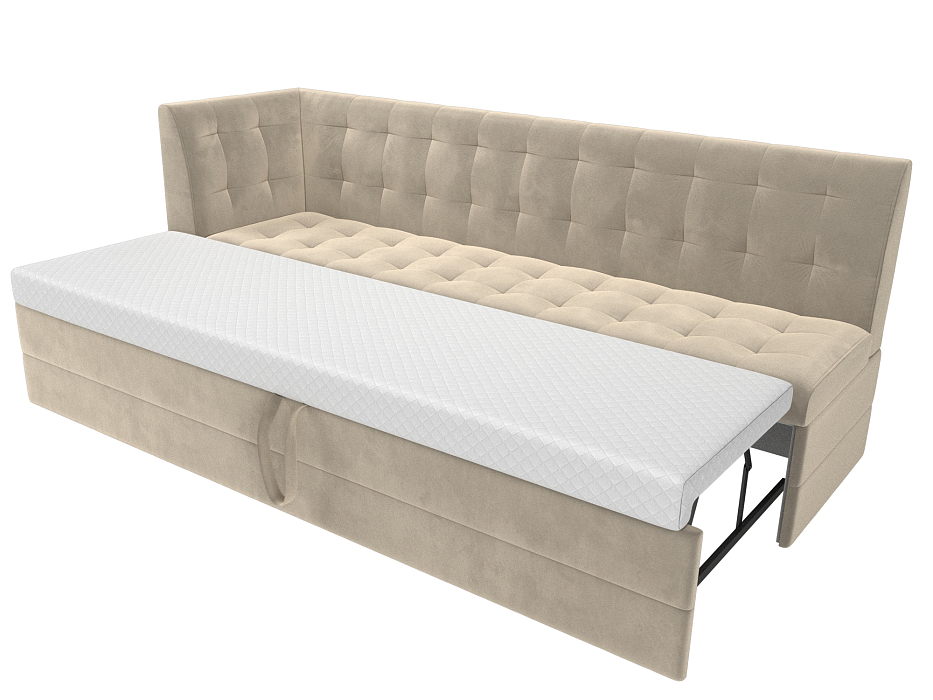 Диван кухонный прямой Бриз с углом слева (бежевый)