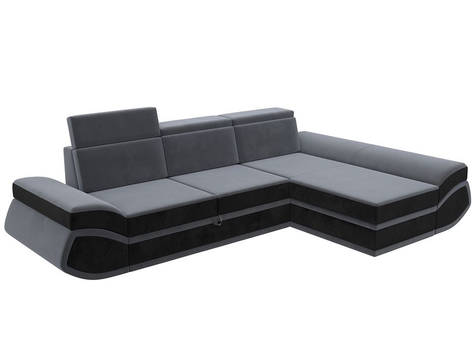 Диван угловой Лига-032 правый угол (seven 17 серый;seven 35 черный)