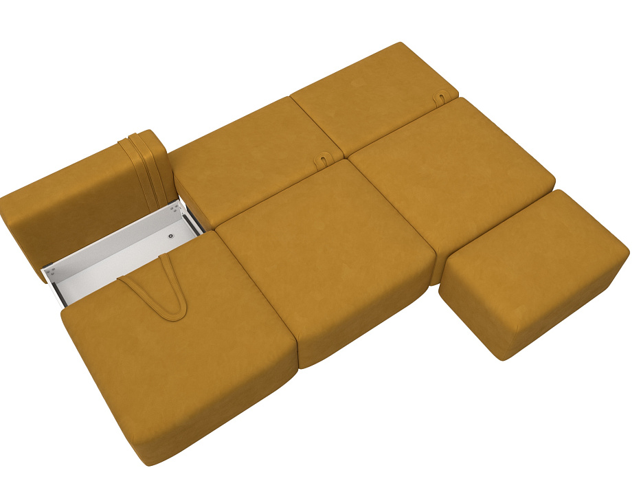 Диван прямой модульный с пуфом Лига-060 НПБ Лонг (brut 10 желтый)