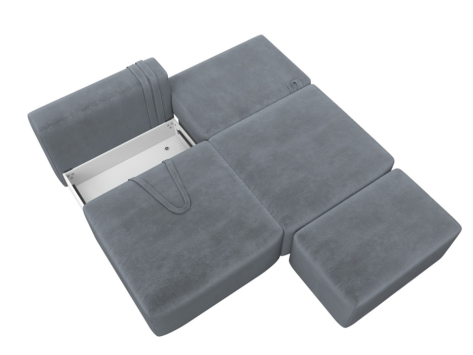 Диван прямой модульный с пуфом Лига-060 НПБ (tower 10 серый)