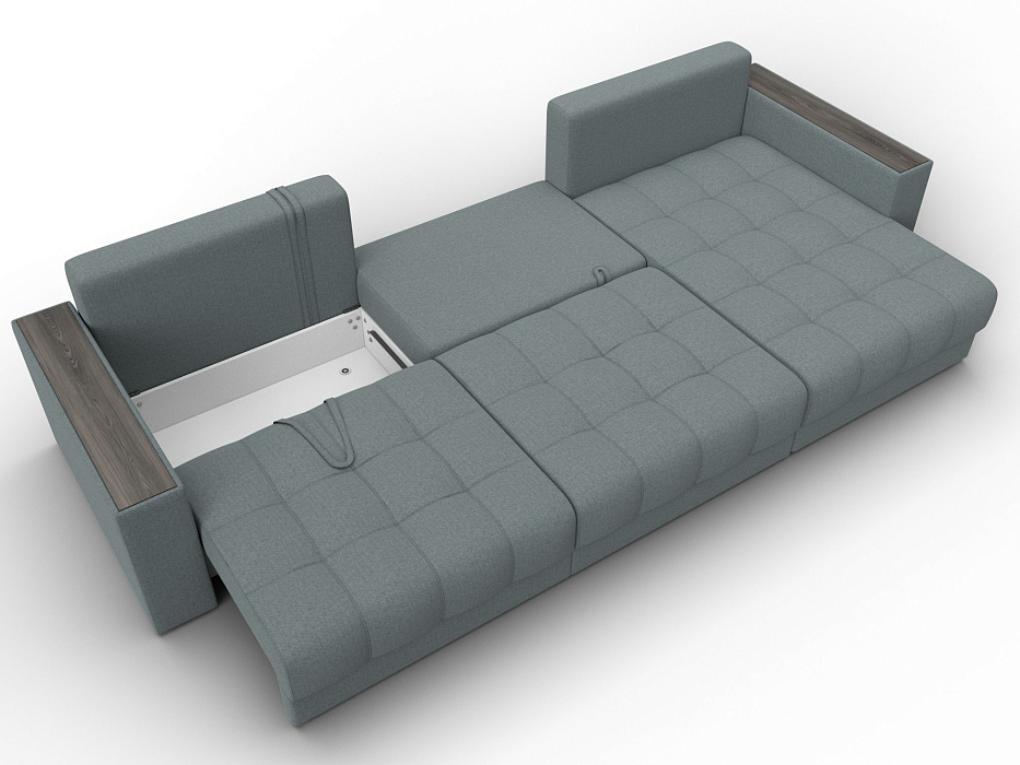 Диван угловой с декором Лига-049 НПБ Лонг (амур 07 серый)