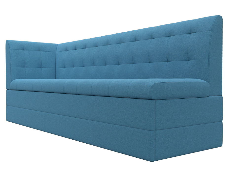 Диван кухонный прямой Бриз с углом слева (амур 10 голубой)