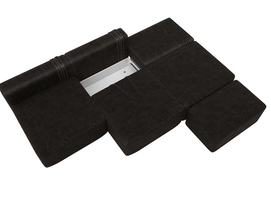 Диван прямой модульный с пуфом Лига-060 НПБ Лонг (brut 17 коричневый)