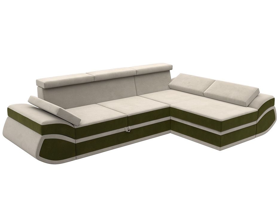 Диван угловой Лига-032 правый угол (бежевый;зеленый)