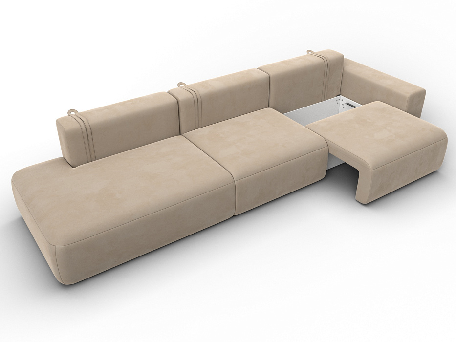 Диван прямой Лига-036 НПБ Модерн Лонг подлокотник справа (бежевый)