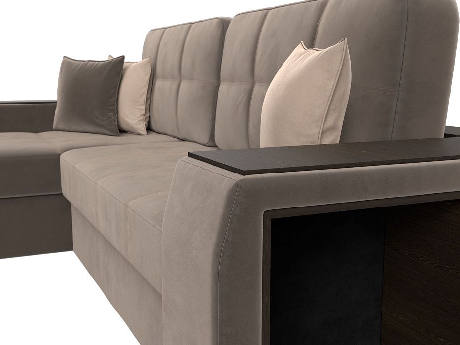 Диван угловой Брюссель левый угол (seven 727 коричневый;seven 729 бежевый)