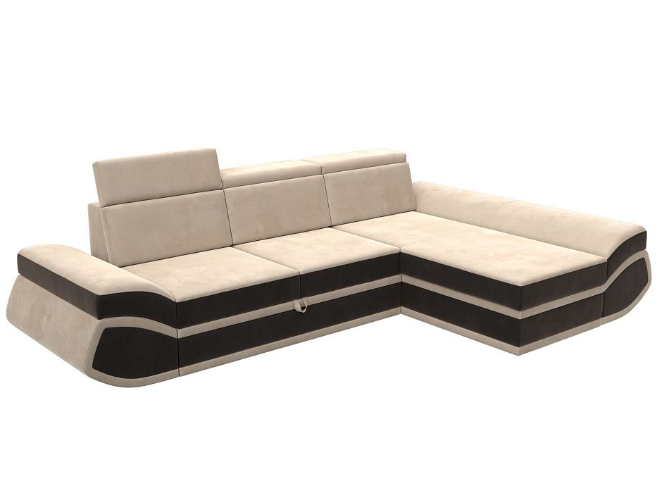 Диван угловой Лига-032 правый угол (seven 729 бежевый;seven 727 коричневый)