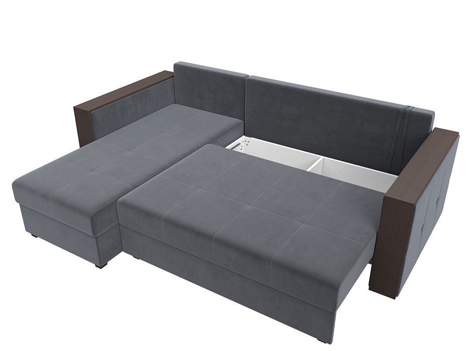 Диван угловой Валенсия Лайт левый угол (seven 17 серый)