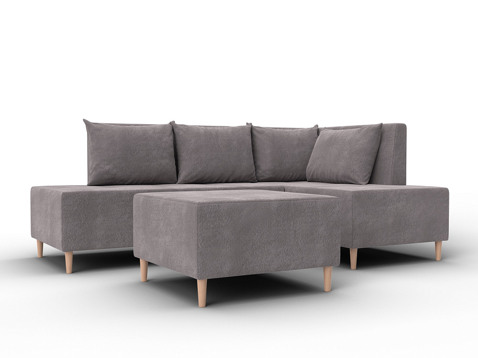 Диван угловой модульный с пуфом Лига-126 угол правый (laim 04 бежевый)