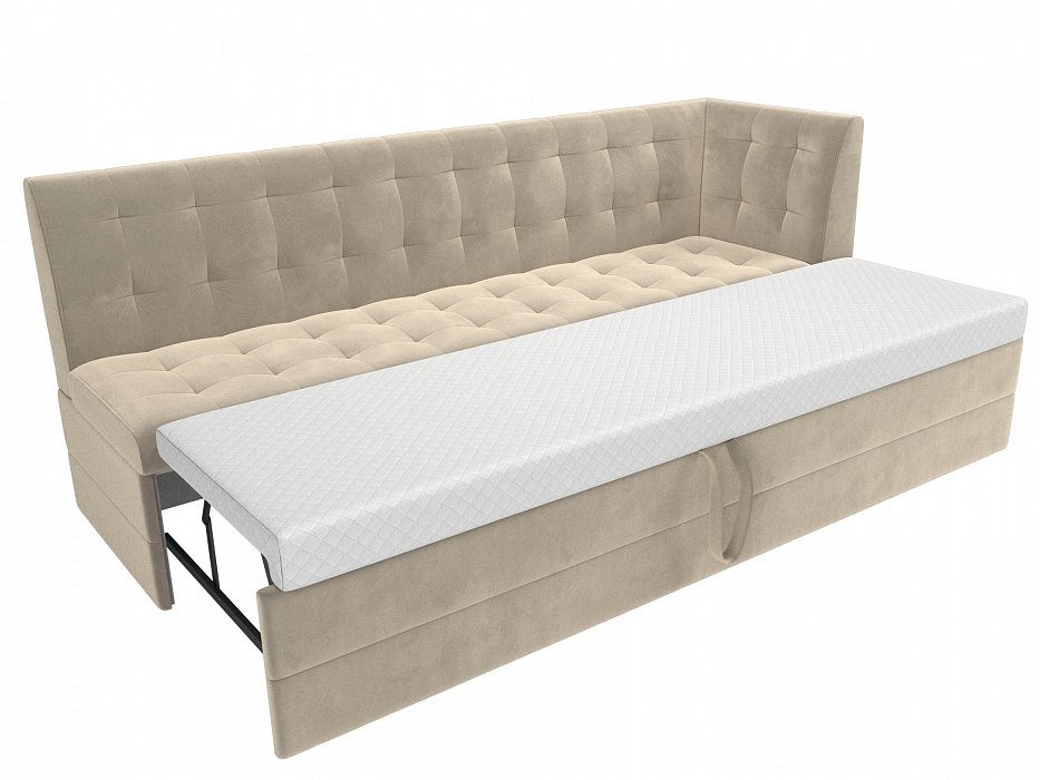 Диван кухонный прямой Бриз с углом справа (бежевый)