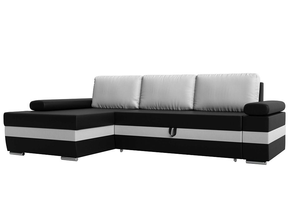 Угловой диван Канкун левый угол (черный\белый)