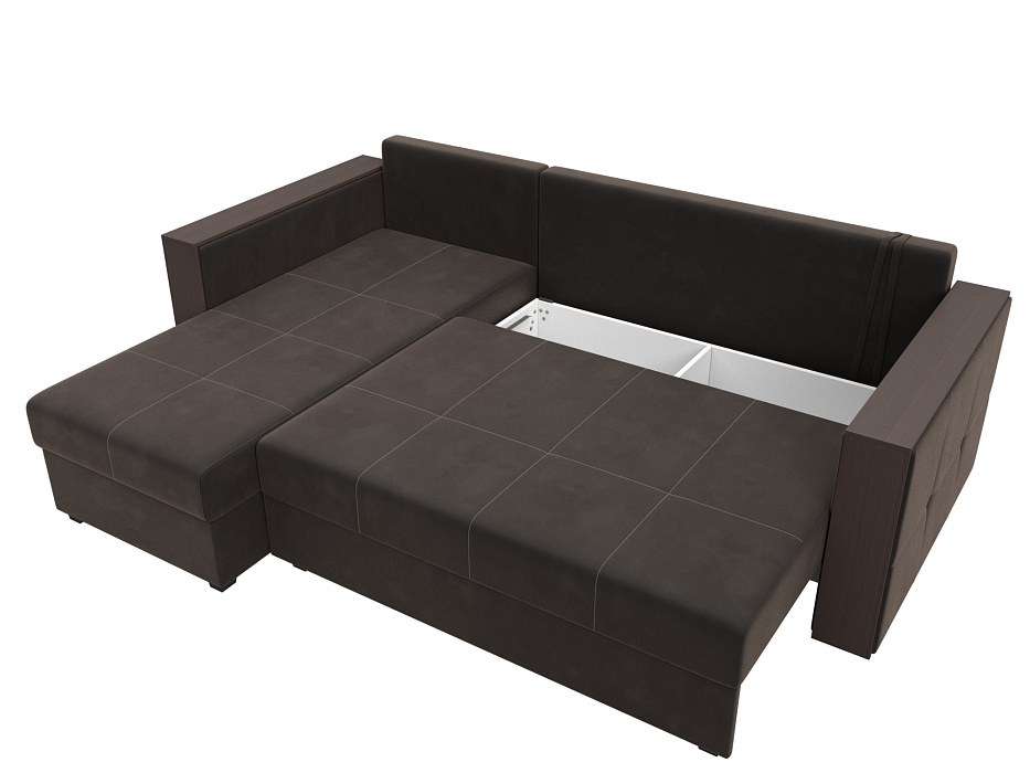Диван угловой Валенсия Лайт левый угол (seven 727 коричневый)
